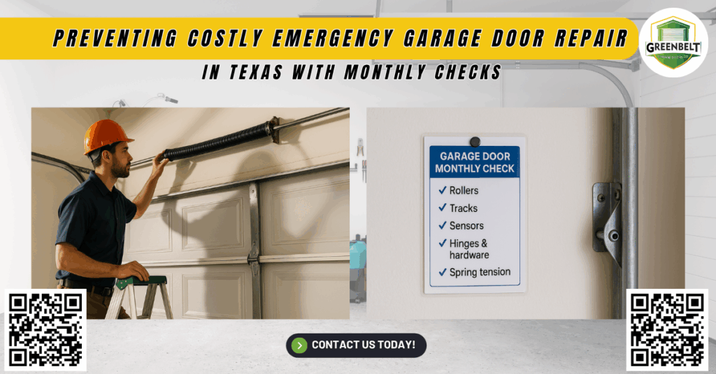 Preventing Costly Emergency Garage Door Repair in Texas with Monthly Checks - Greenbelt Garage Doors Co.